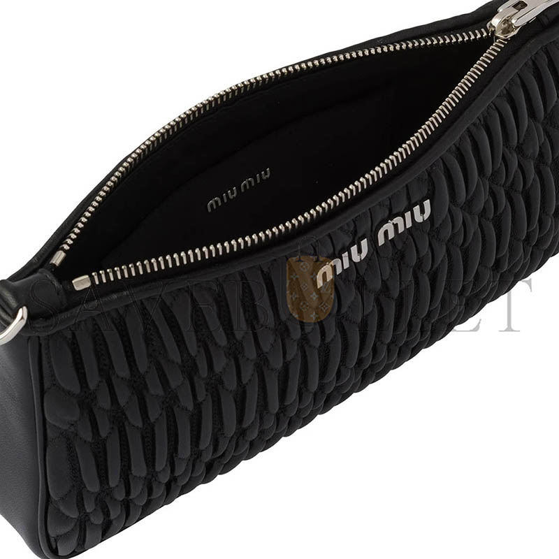 MIU MIU NAPPA SOFT LEATHER CRYSTAL SHOULDER BAG 5BH215 (24*12.5*4cm)